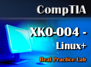 A computer screen with the words comptia xko-0 0 4 linux.