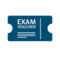 A blue voucher with the word exam on it.