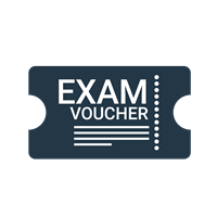 A green background with an exam voucher in the middle.