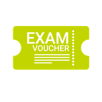 A green exam voucher with the word " exam " written on it.